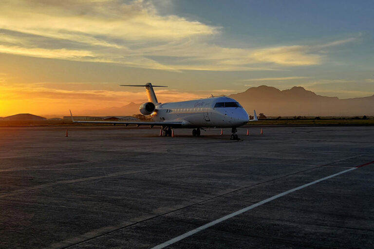 Private jet on the apron at a business aviation airport